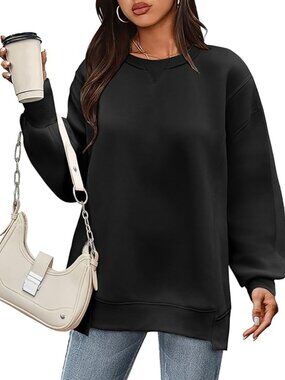 Womens Sweatshirt Long Sleeve-Black